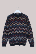 Vintage Knit Jumper in Gemstone Zigzags - Size L