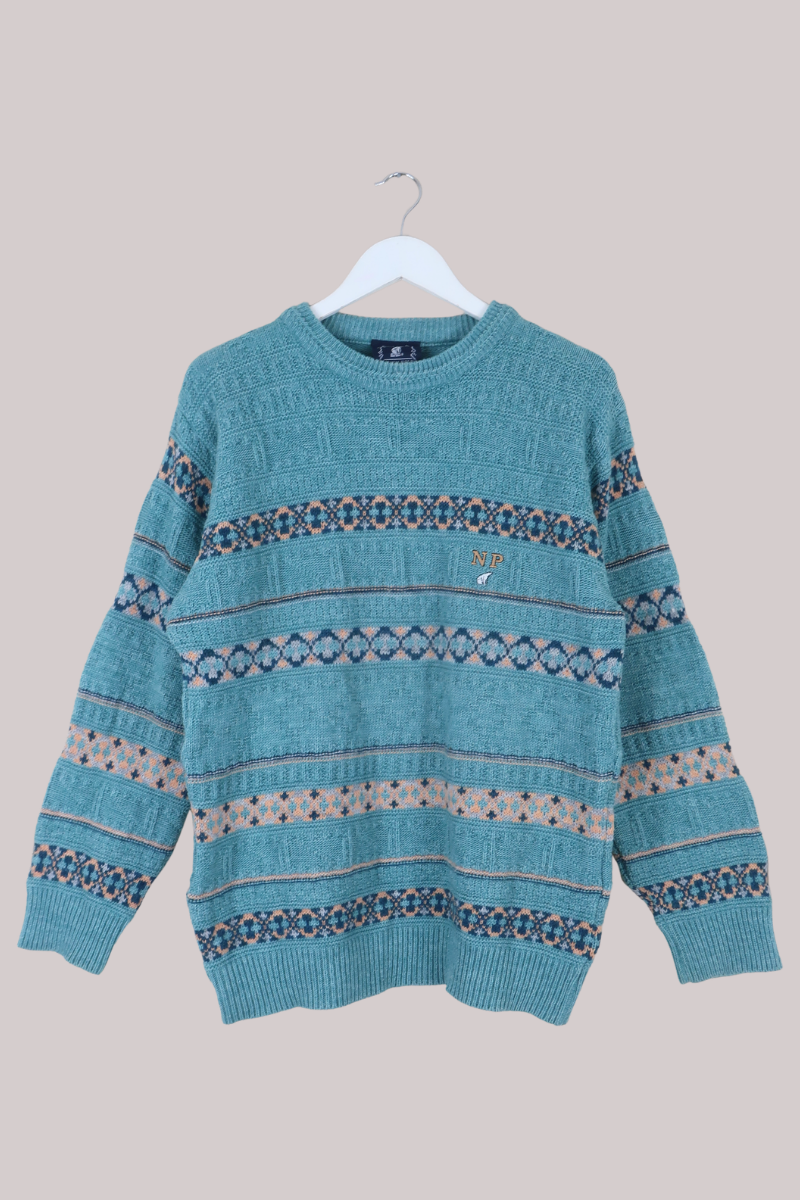 Vintage Knit Jumper in Glacier Blue - Size M