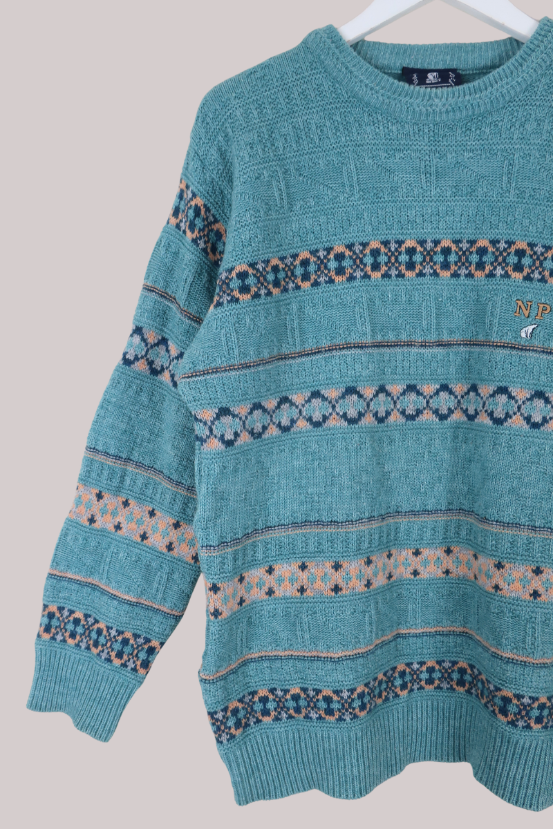 Vintage Knit Jumper in Glacier Blue - Size M