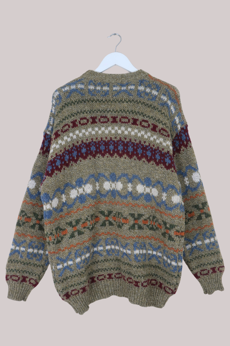 Vintage Knit Jumper in Harvest Fair Isle - Size L