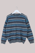 Vintage Knit Jumper in Rain Cloud Stripes - Size M