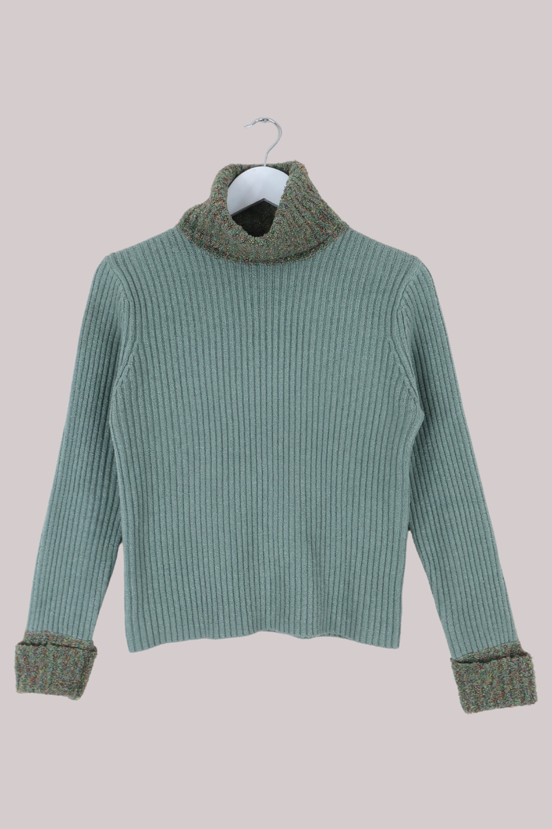 Vintage Knit Jumper in Rosemary Green - Size S