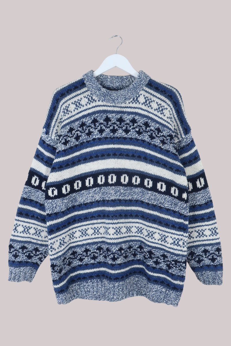 Vintage Knit Jumper in Santorini Blue - Size L