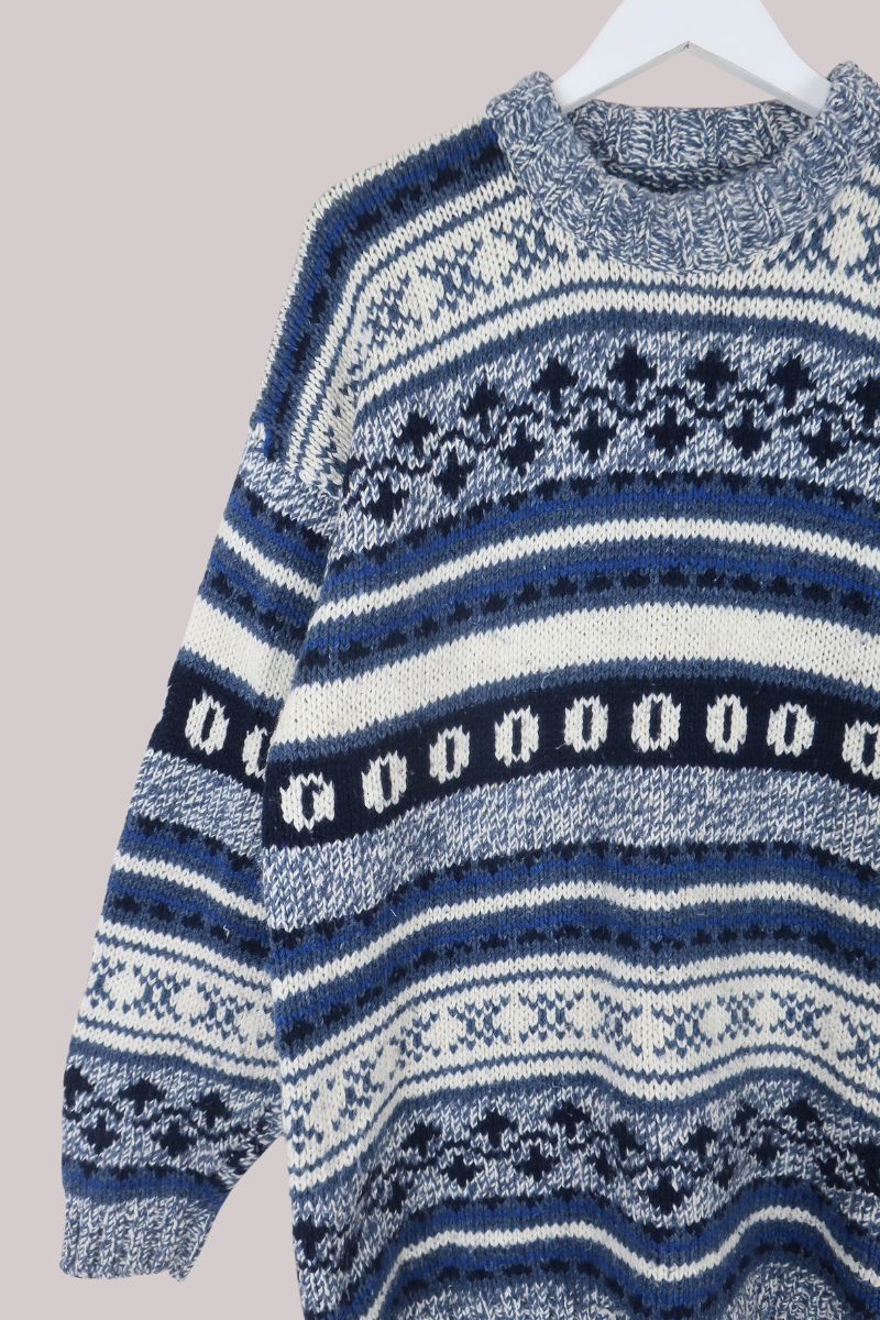 Vintage Knit Jumper in Santorini Blue - Size L