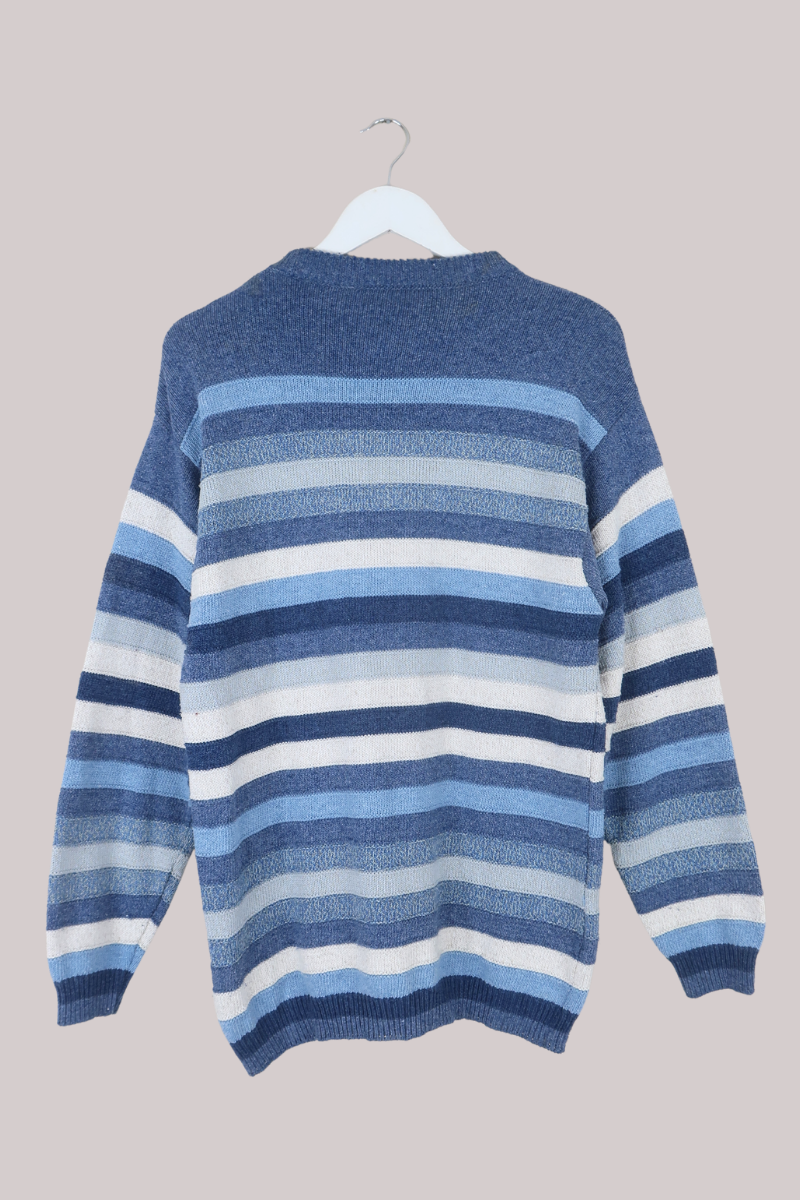 Vintage Knit Jumper in Shades Of Blue - Size M