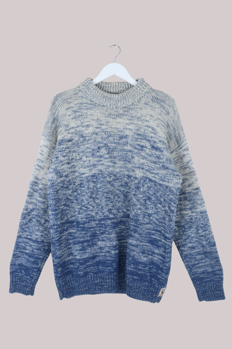 Vintage Knit Jumper in Snow Storm Blue - Size XL