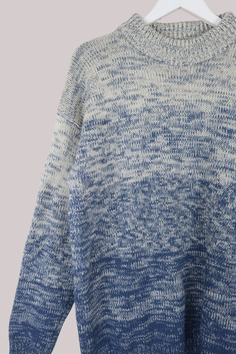 Vintage Knit Jumper in Snow Storm Blue - Size XL