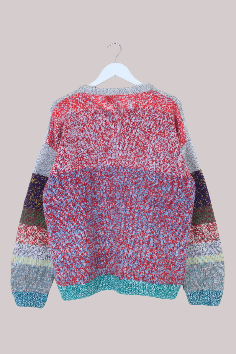 Vintage Knit Jumper in Speckled Sherbet Stripe - Size L