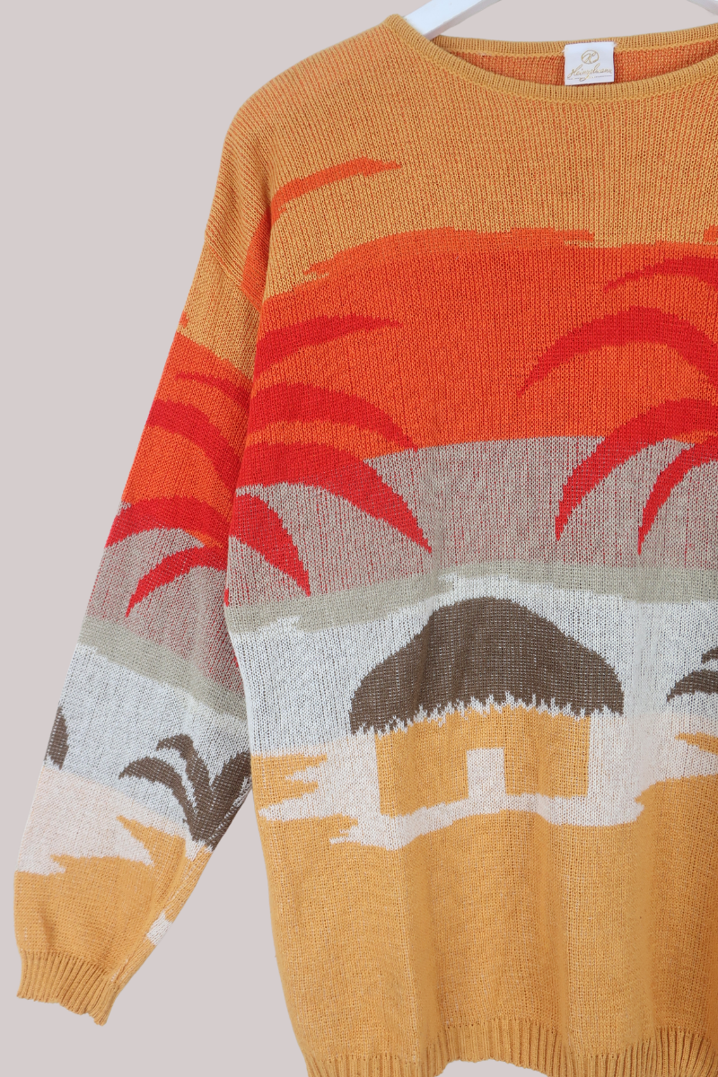 Vintage Knit Jumper in Sunset Island - Size S