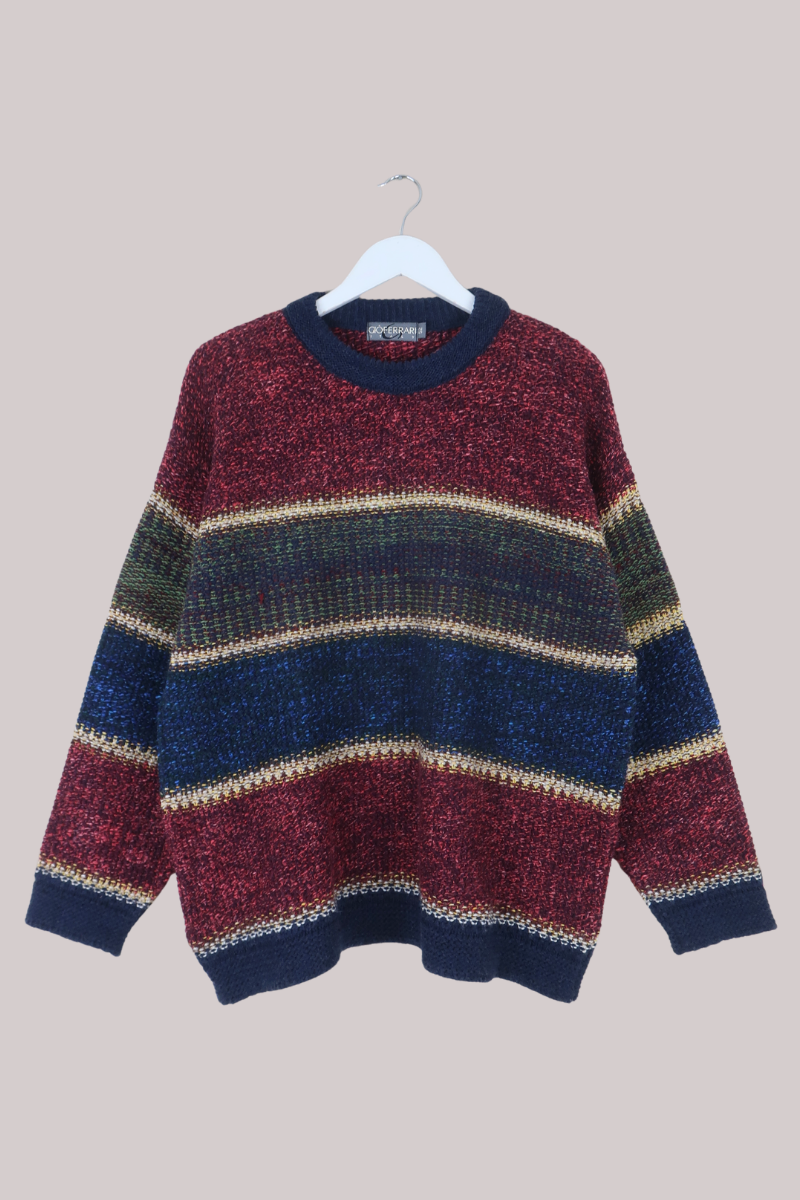 Vintage Knit Jumper in Varsity Stripe - Size XL