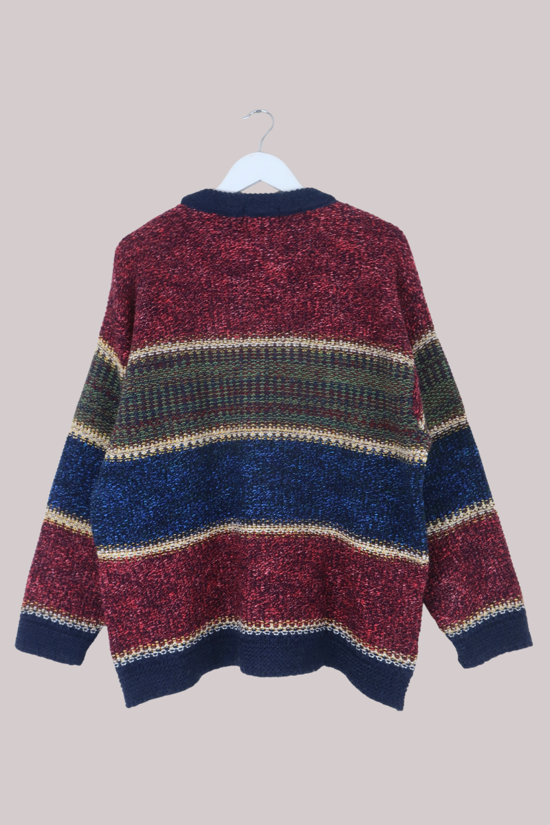 Vintage Knit Jumper in Varsity Stripe - Size XL