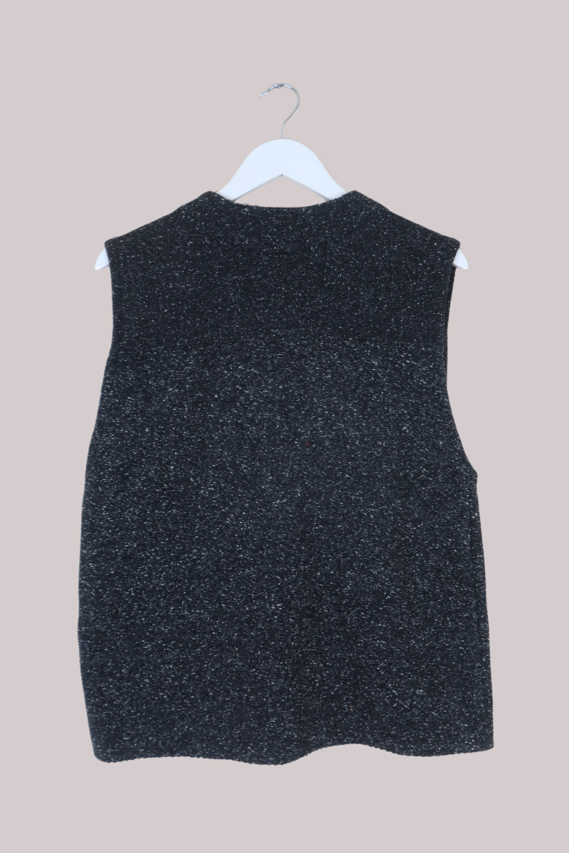 Vintage Knit Waistcoat in Speckled Ash Grey Marlboro Classics - Size L