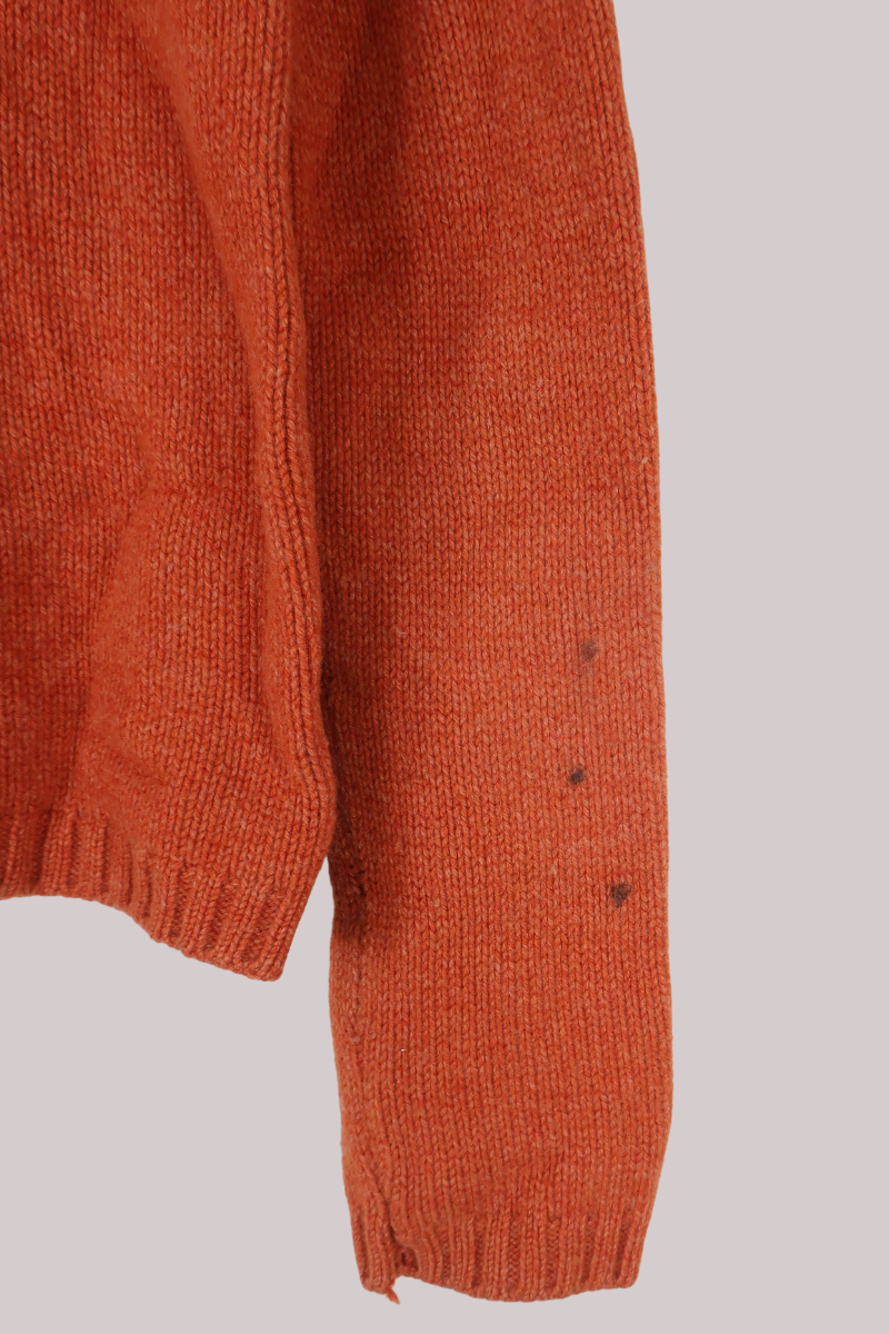Vintage Knit Zip Up Jumper in Mulled Orange - Size S