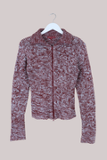 Vintage Knit Zip Up Jumper in Speckled Pomegranate - Size M