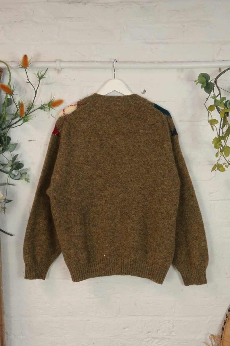 Vintage Knit Cardigan - Bromley Argyle Tartan - Size L