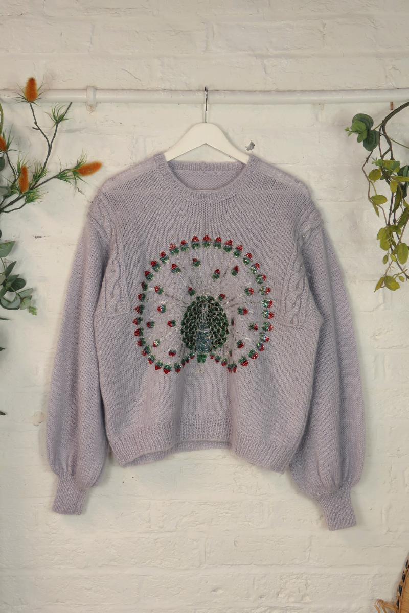 Vintage Knit Jumper - Icy Peacock - Size L