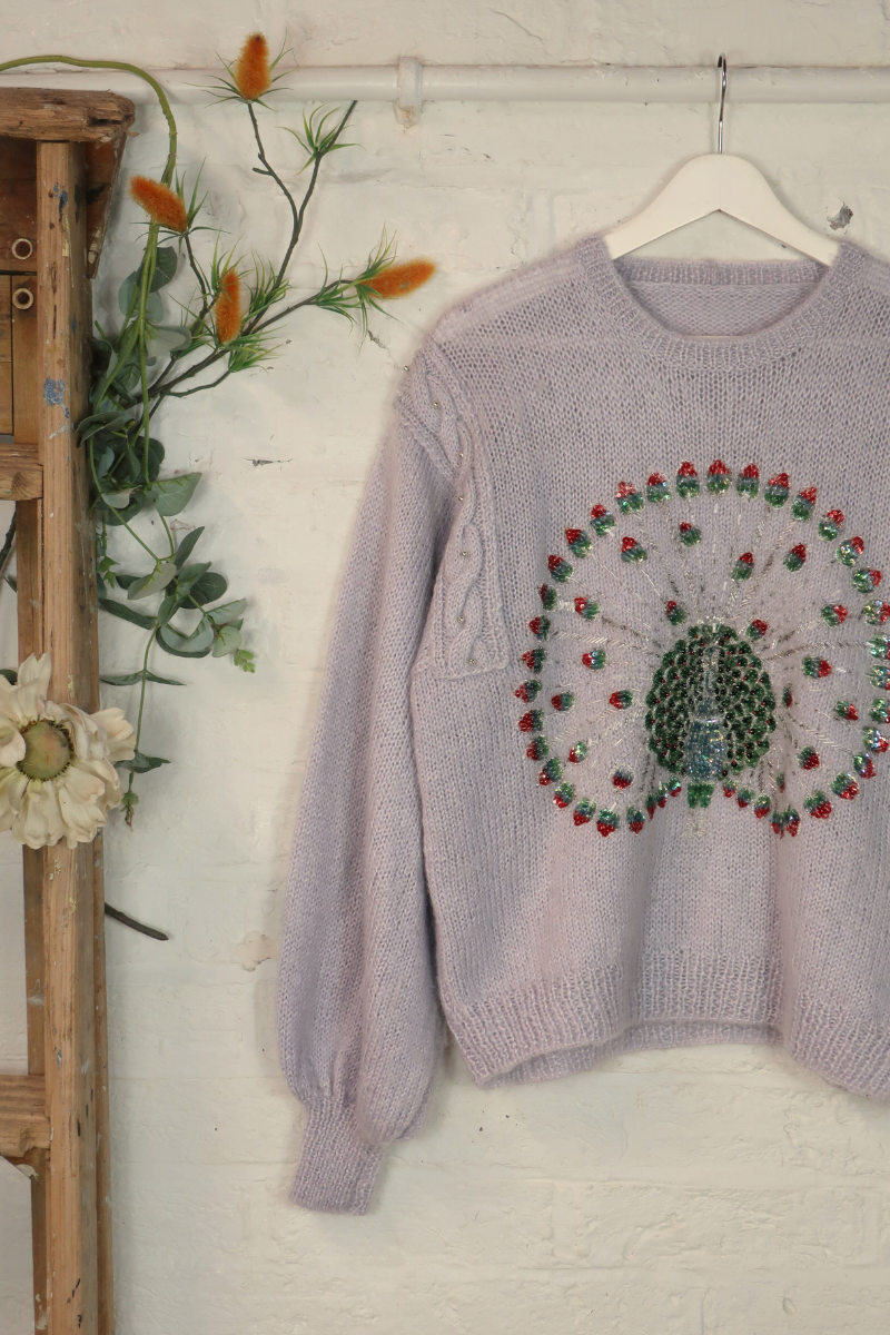 Vintage Knit Jumper - Icy Peacock - Size L