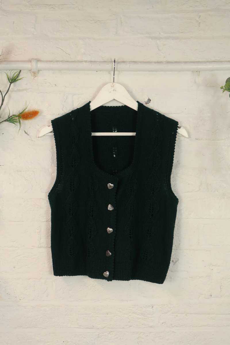 Vintage Knit Waistcoat - Forest Fairy - Size S