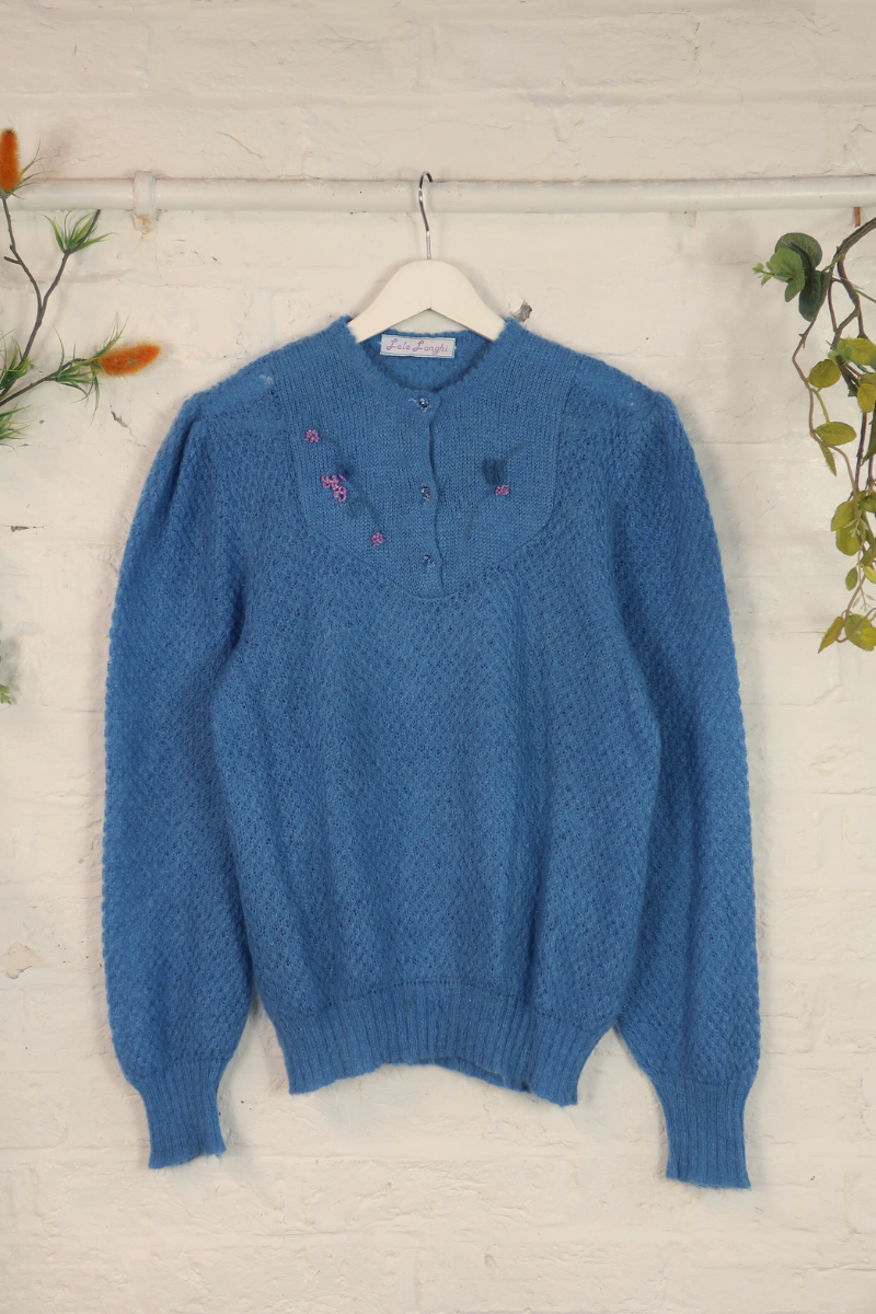 Vintage Knit Jumper - Floral Lake - Size L
