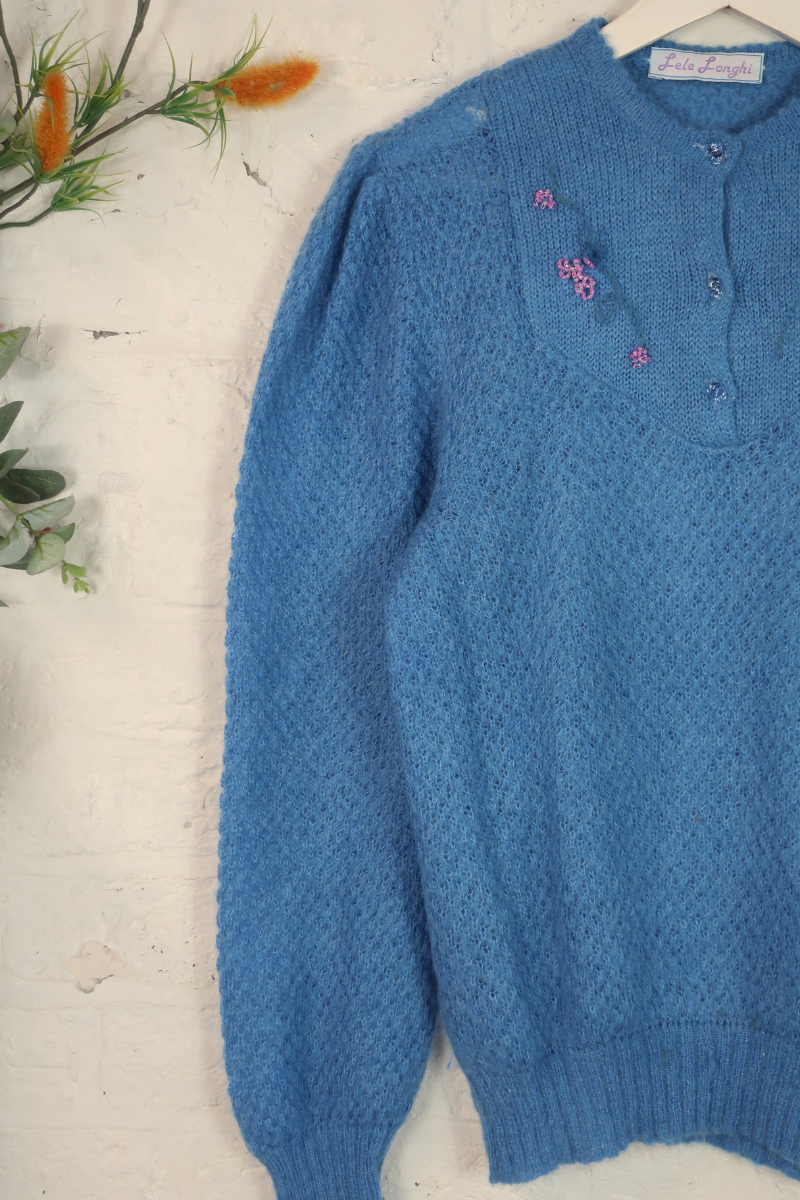 Vintage Knit Jumper - Floral Lake - Size L