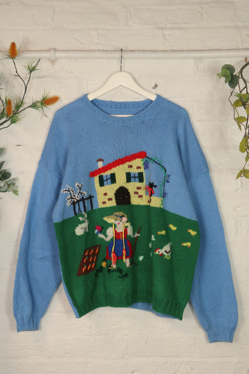 Vintage Knit Jumper - Childhood Drawing - Size XL