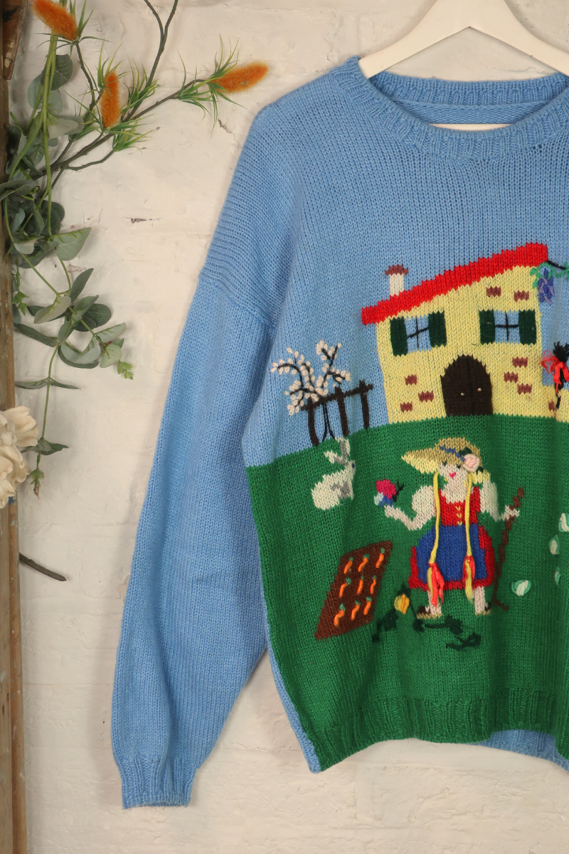 Vintage Knit Jumper - Childhood Drawing - Size XL