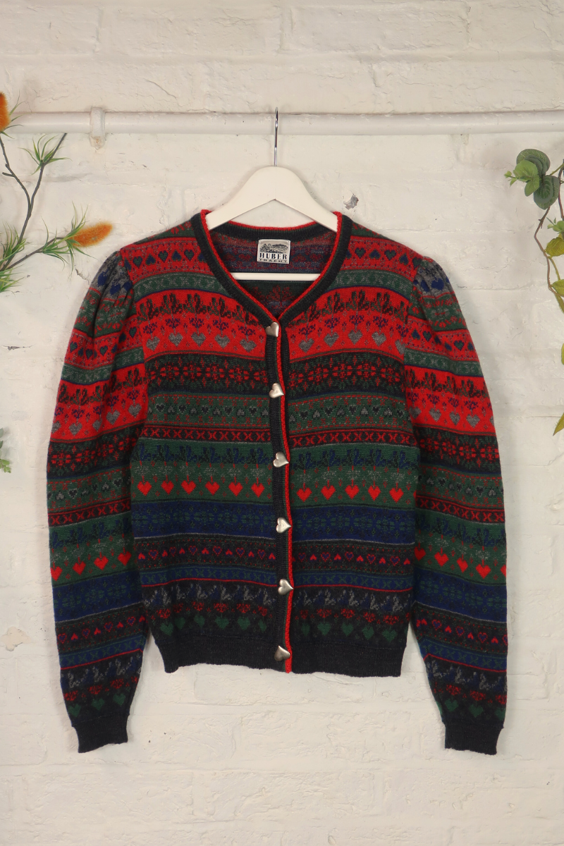 Vintage Knit Cardigan - Wonderland Fair Isle - Size S