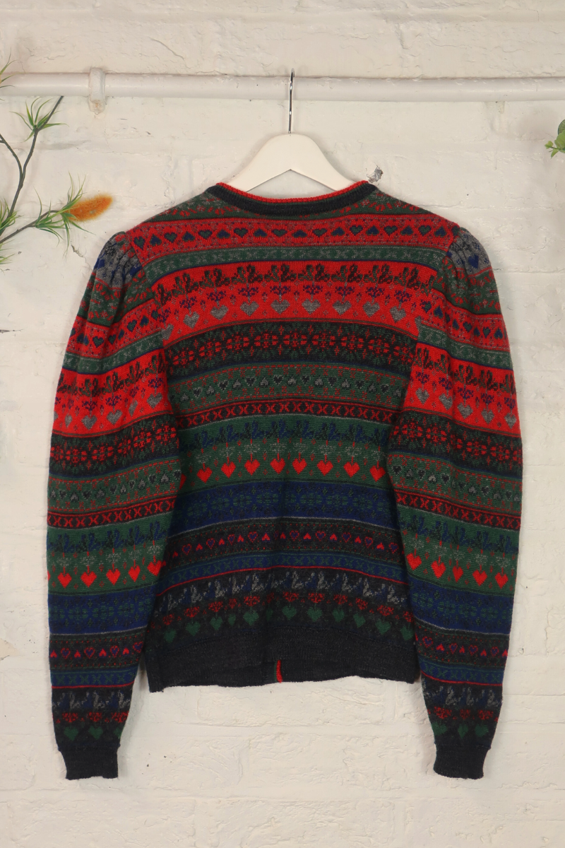 Vintage Knit Cardigan - Wonderland Fair Isle - Size S