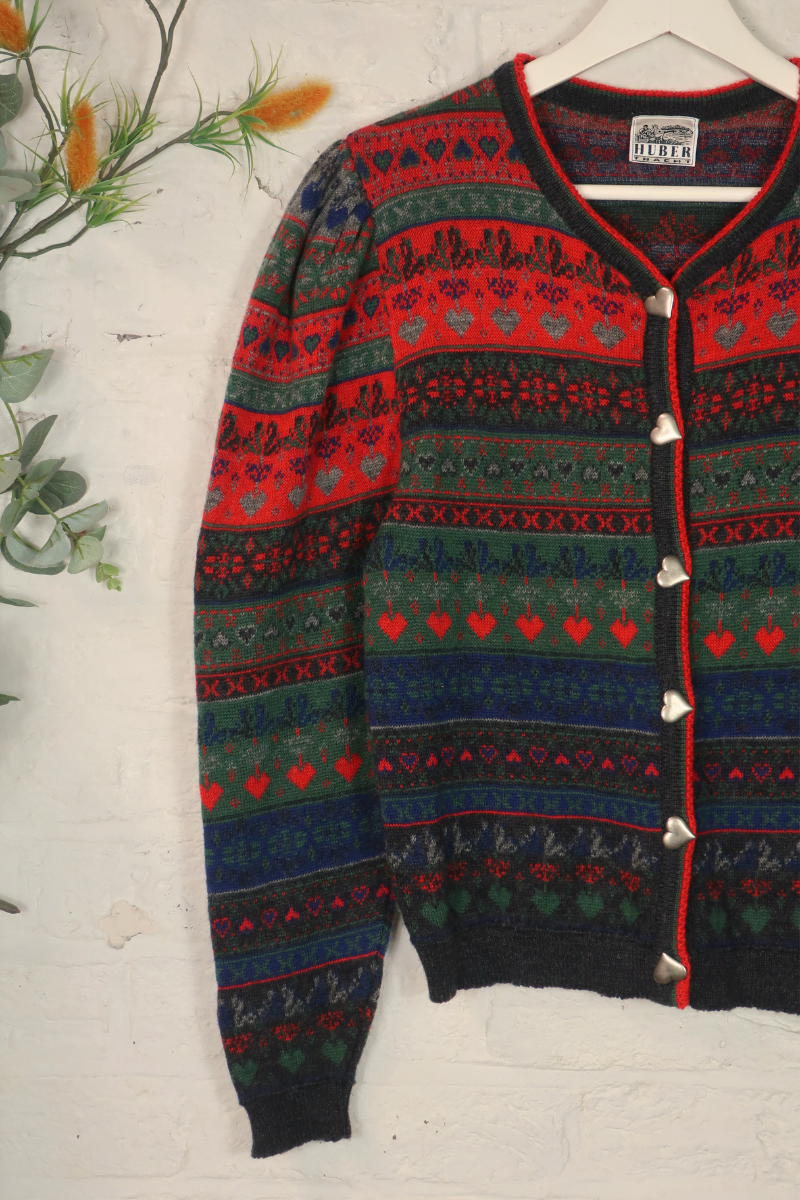 Vintage Knit Cardigan - Wonderland Fair Isle - Size S