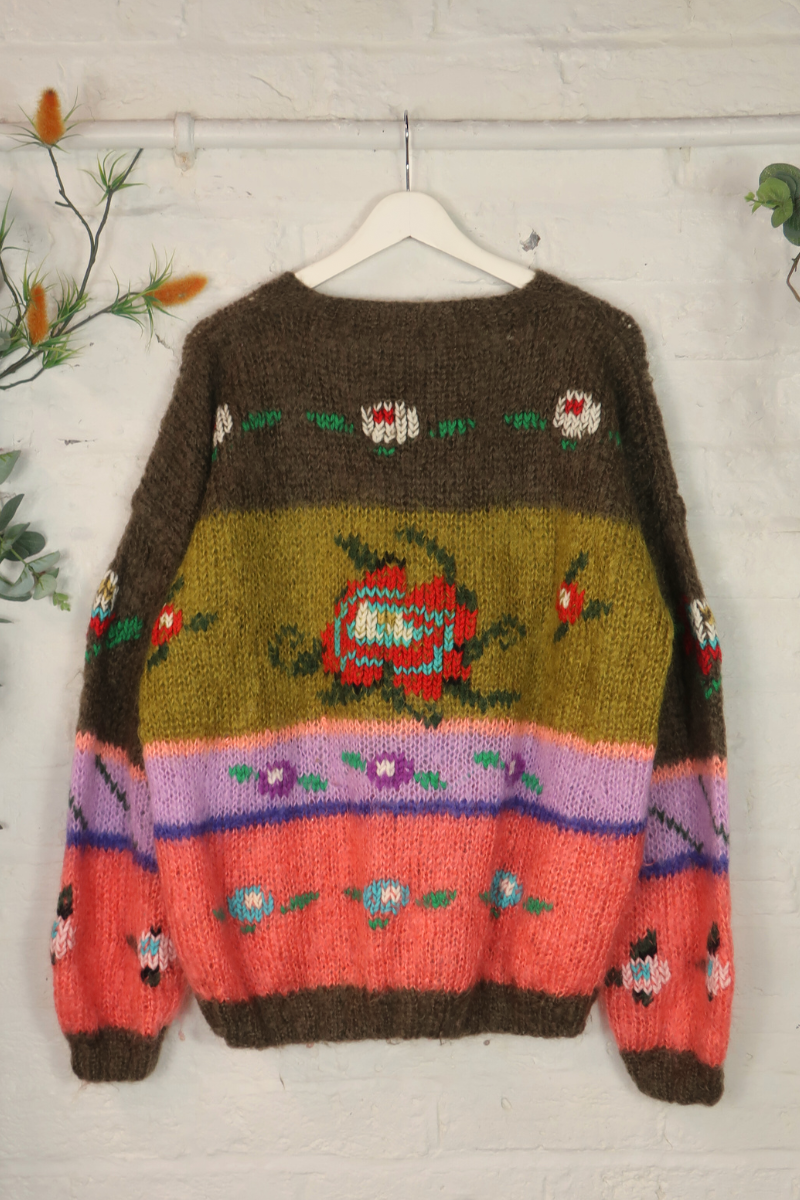 Vintage Knit Jumper - Flower Patch - Size XL