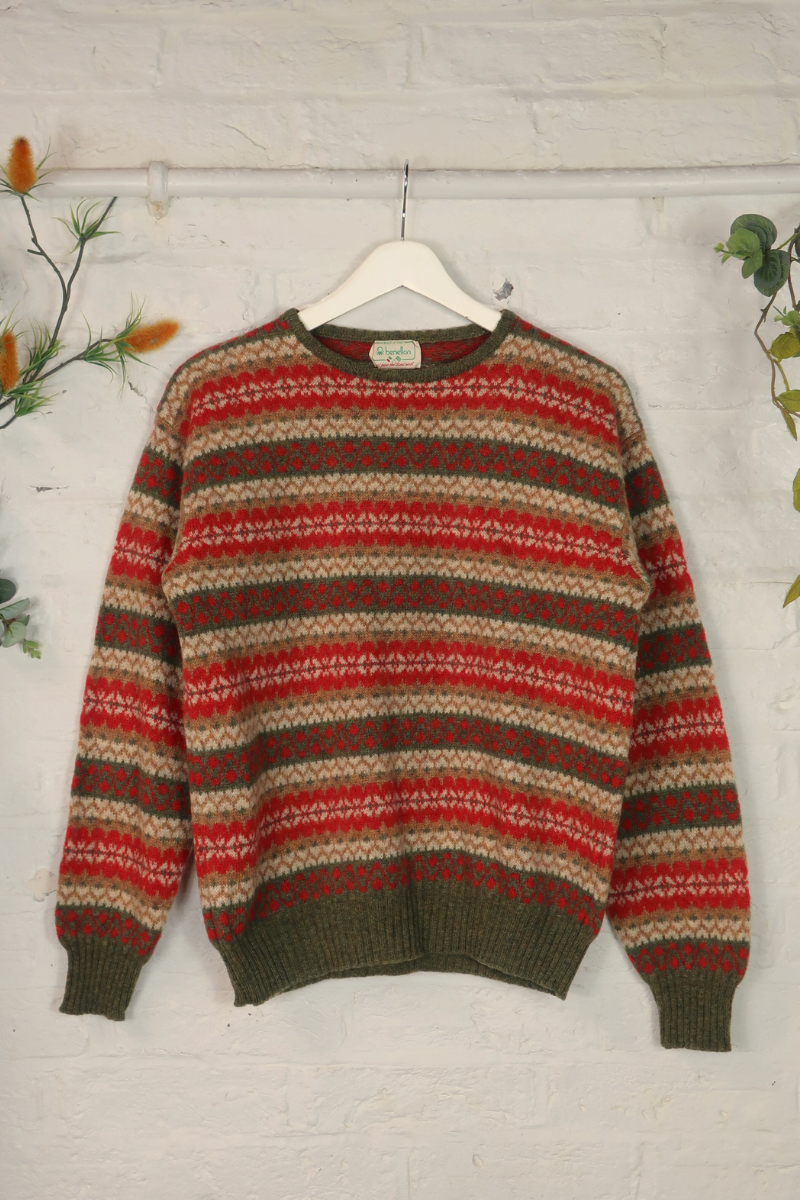 Vintage Knit Jumper - Benetton Fair Isle - Size M