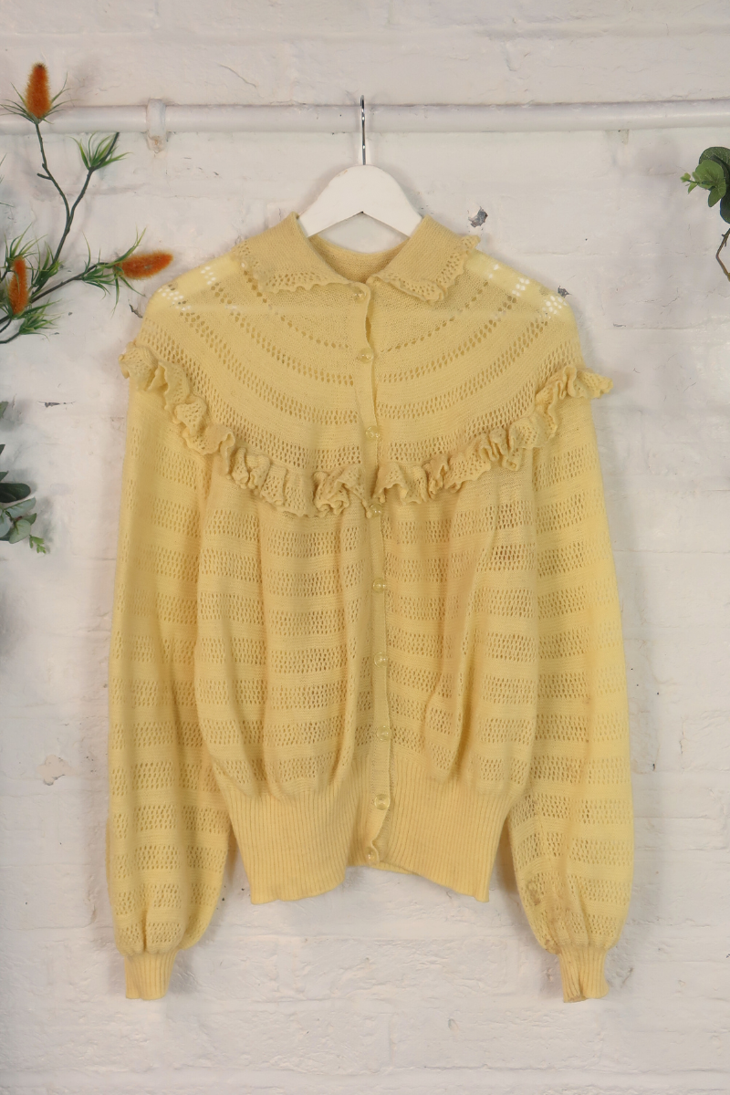 Vintage Knit Cardigan - Lemon Drizzle Cake - Size L