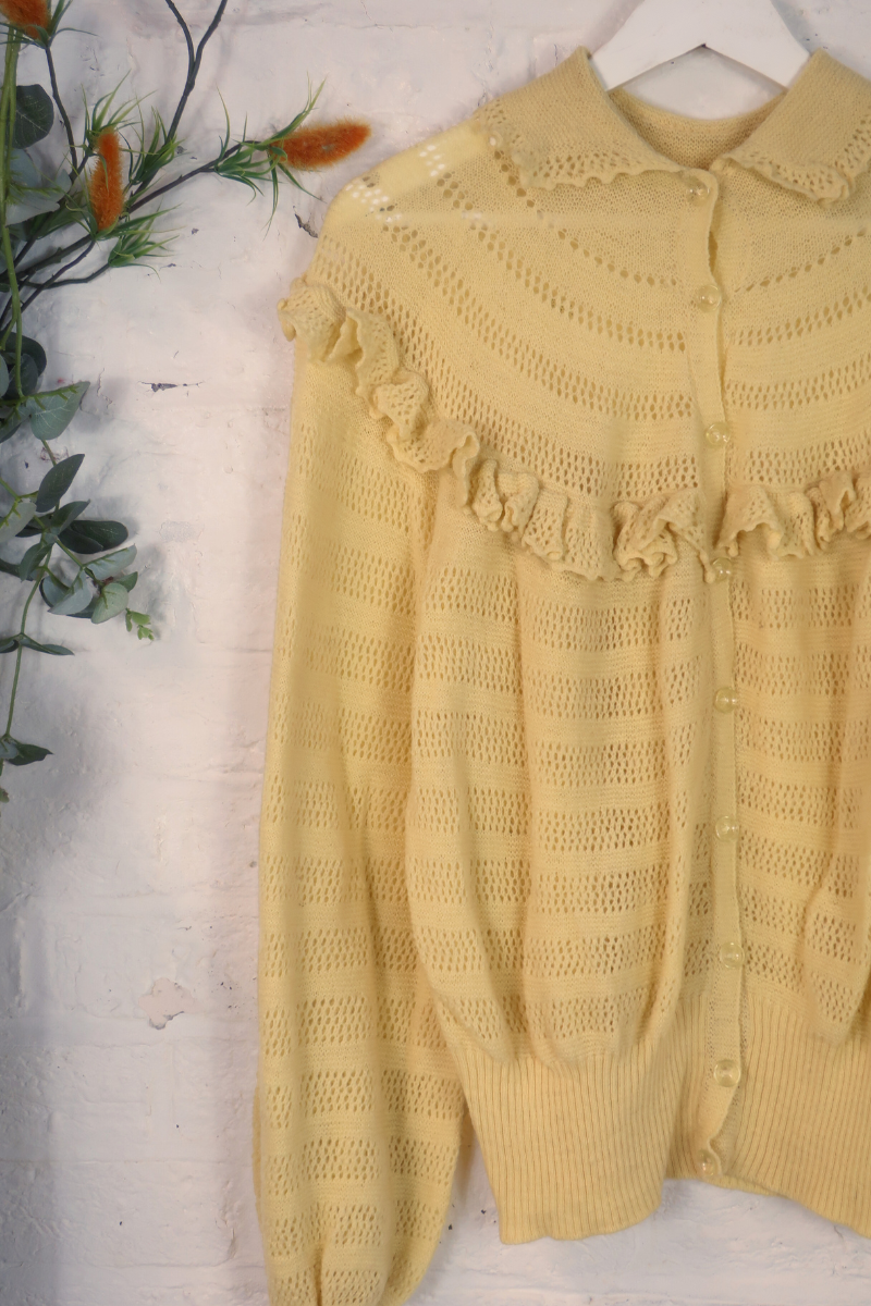 Vintage Knit Cardigan - Lemon Drizzle Cake - Size L
