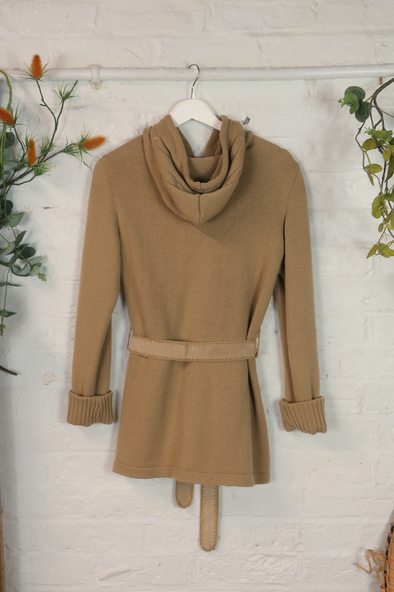 Vintage Knit Jacket - Camel Patchwork - Size S/M
