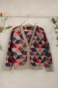 Vintage Knit Cardigan - Pastel Stitched Bunting - Size M