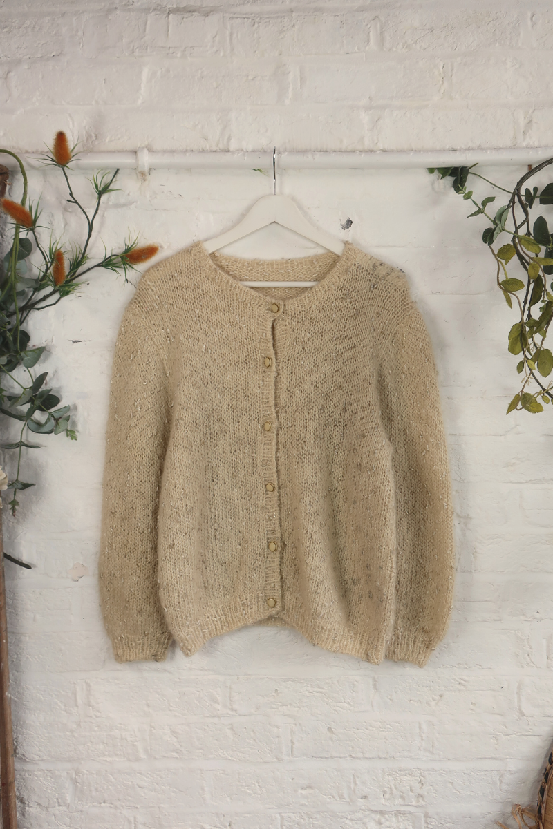 Vintage Knit Cardigan - Sparkling Champagne - Size XL