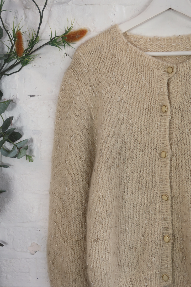 Vintage Knit Cardigan - Sparkling Champagne - Size XL
