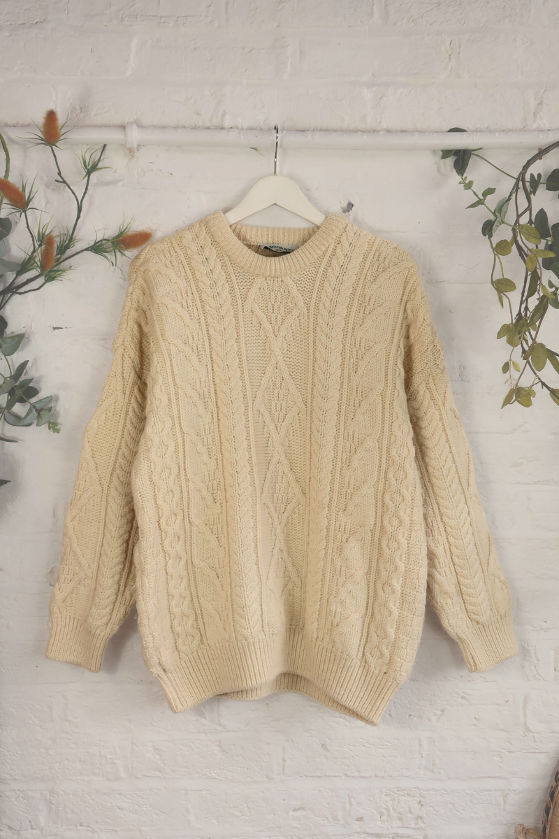 Vintage Knit Jumper - Knives Out Cableknit - Size L