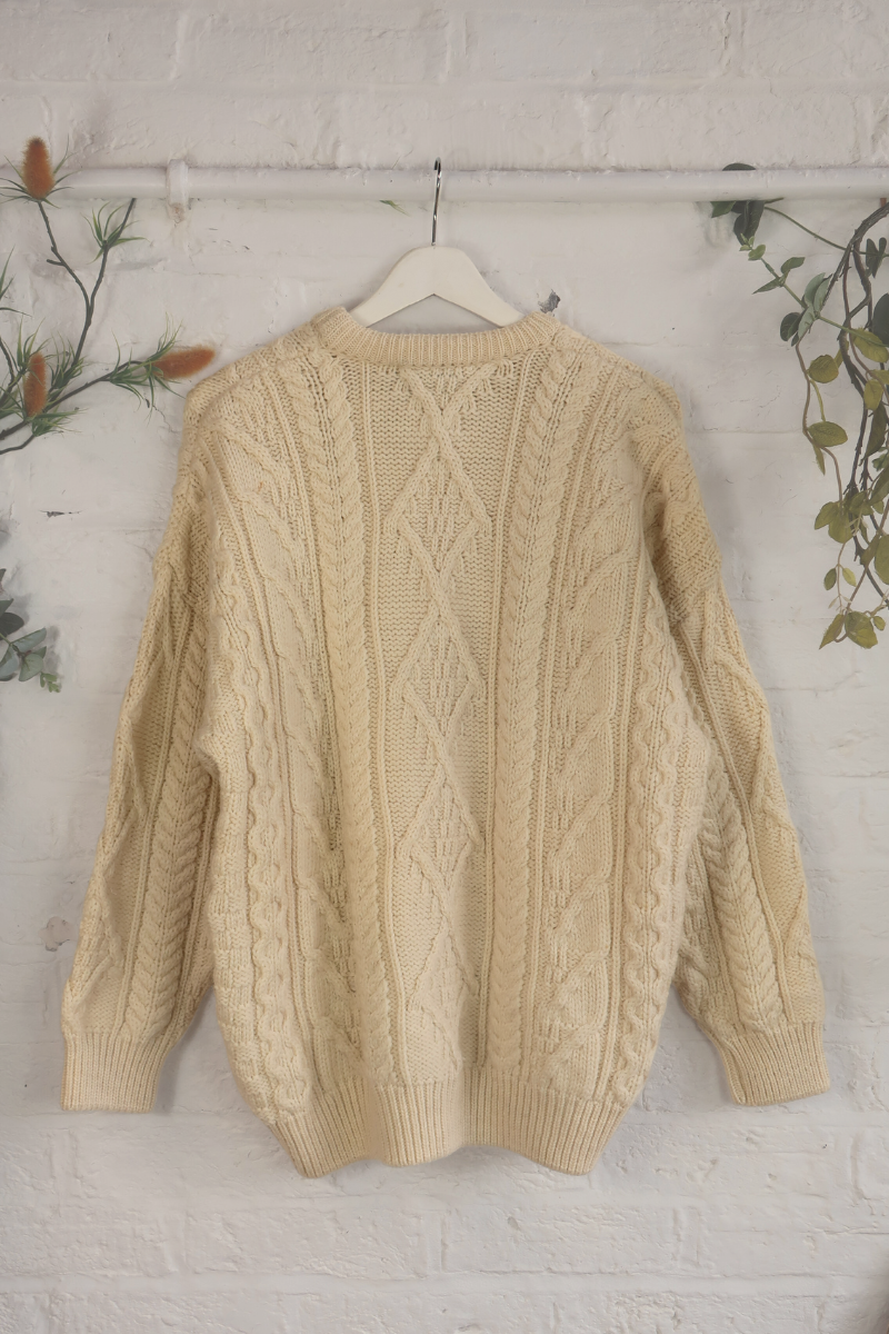 Vintage Knit Jumper - Knives Out Cableknit - Size L