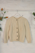 Vintage Knit Cardigan - Eggshell Cableknit - Size XS