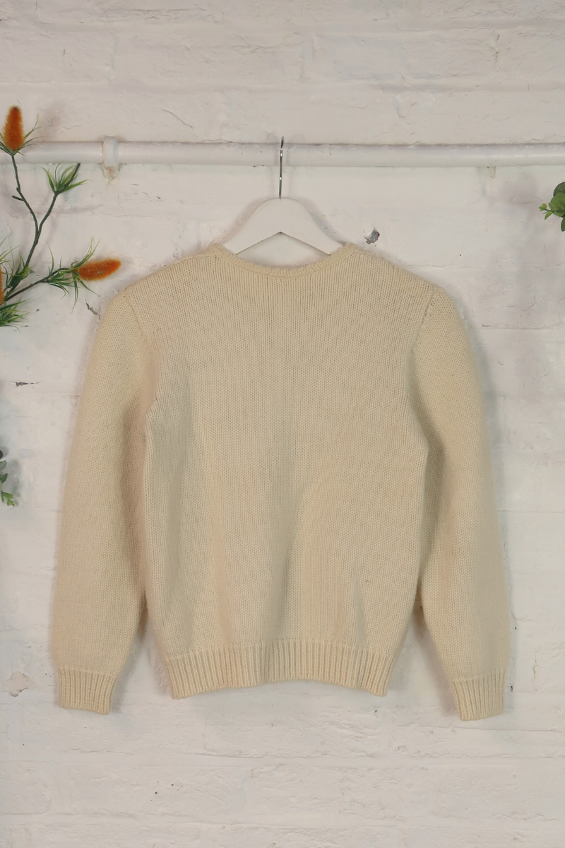 Vintage Knit Cardigan - Eggshell Cableknit - Size XS