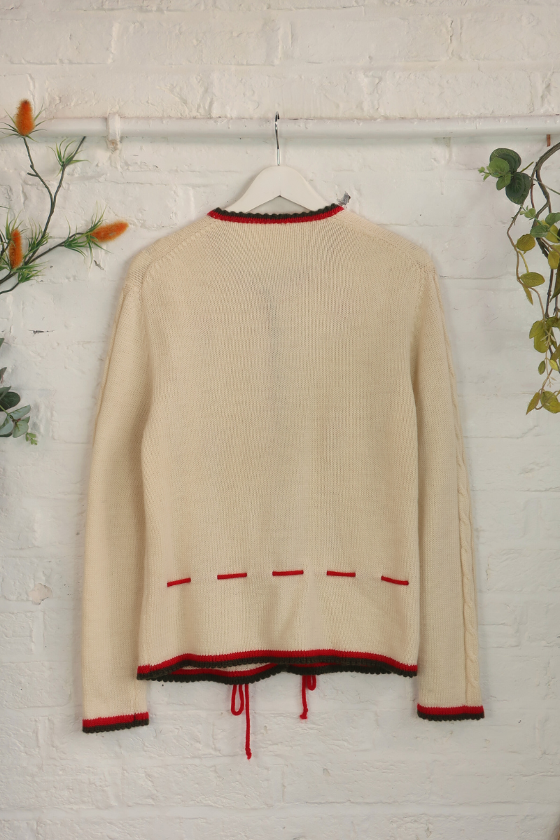 Vintage Knit Cardigan - Bright Carnations - Size M