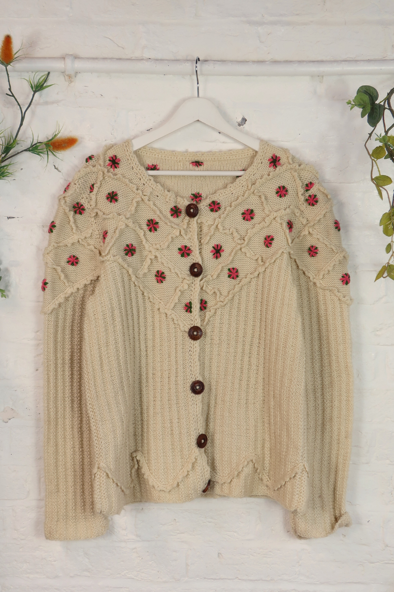 Vintage Knit Cardigan - Lollipop - Size XL