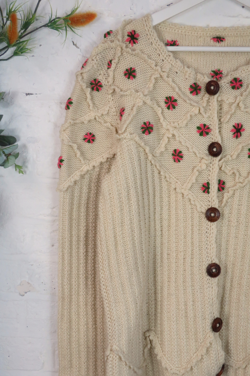 Vintage Knit Cardigan - Lollipop - Size XL