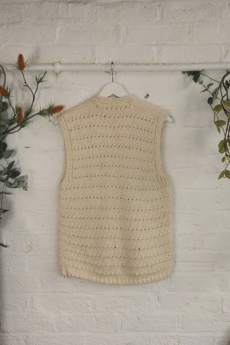 Vintage Knit Waistcoat - Buttercream - Size M