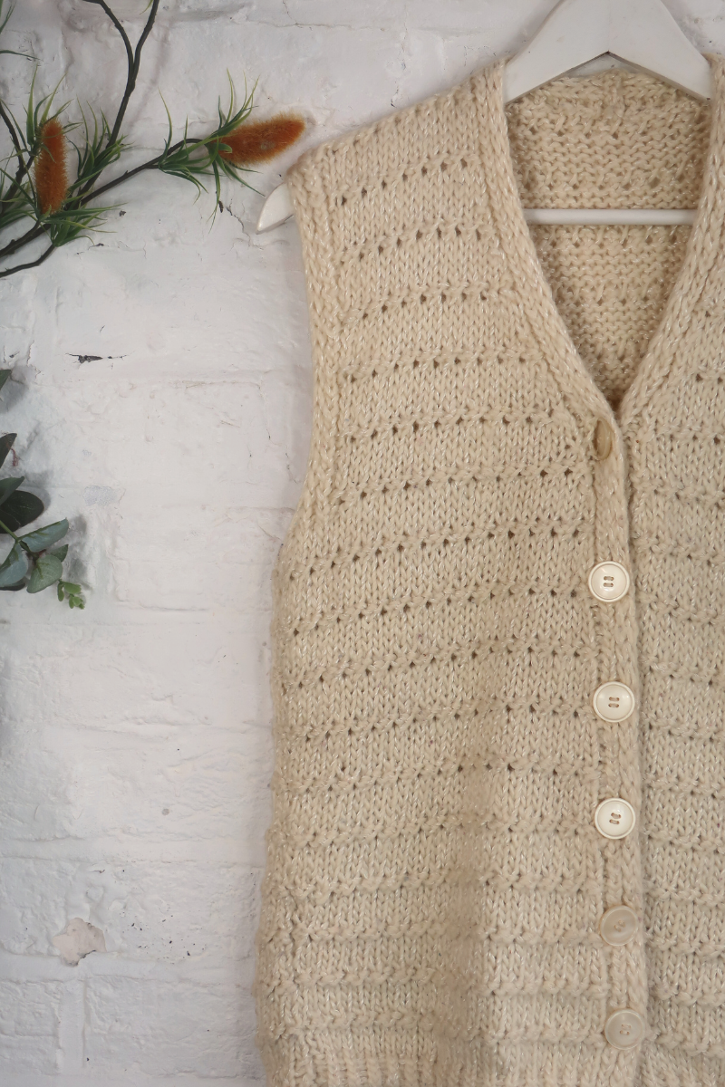 Vintage Knit Waistcoat - Buttercream - Size M
