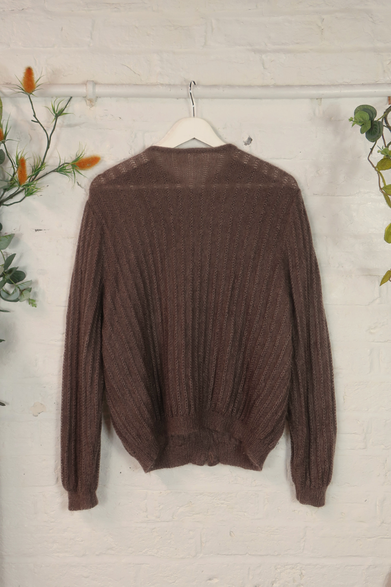 Vintage Knit Cardigan - Fawn Brown - Size M