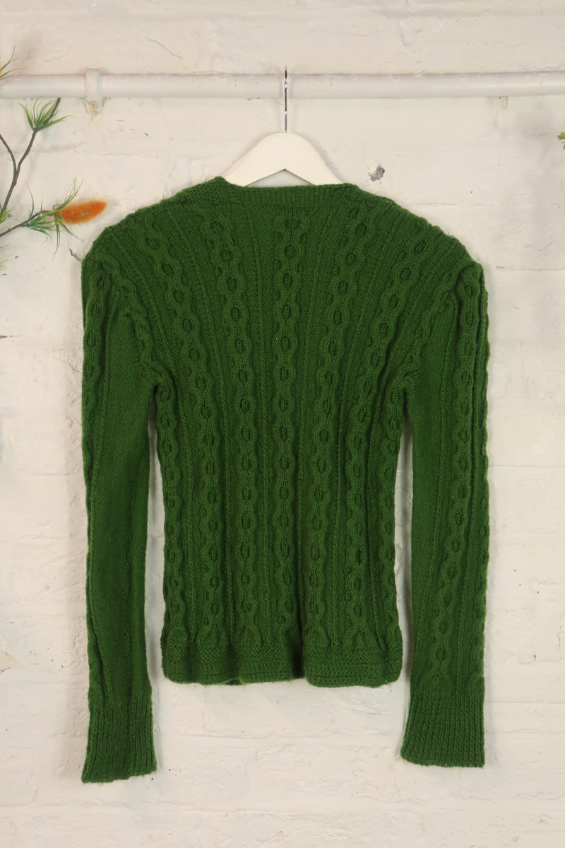Vintage Knit Cardigan - Apple Green - Size S