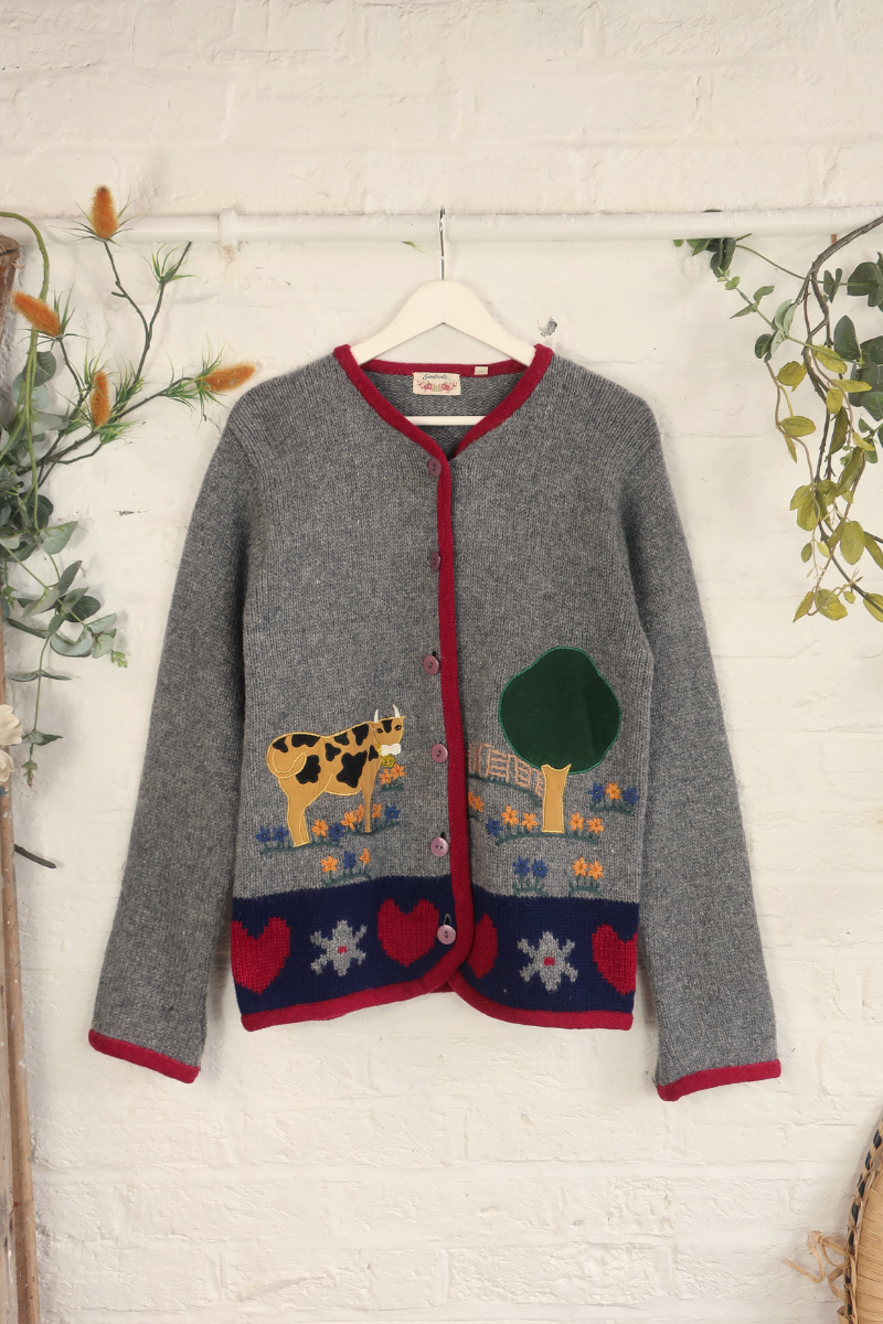 Vintage Knit Cardigan - English Countryside - Size M/L