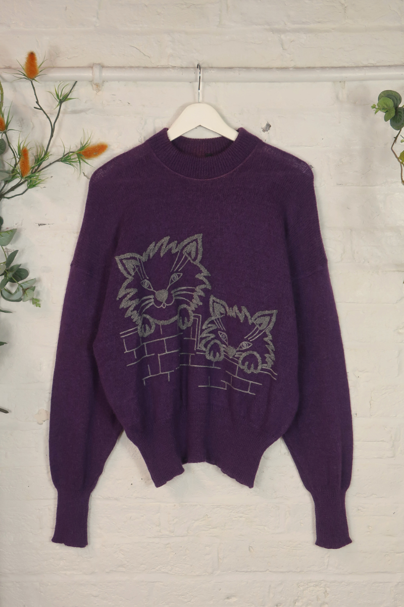 Vintage Knit Jumper - Amethyst Aristocats - Size L